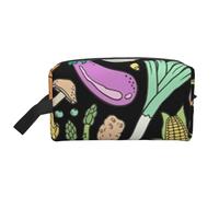 Scarabocchio Dell'alimento Delle Verdure Su Buio, Borsa per il trucco Borsa per cosmetici Borsa da viaggio portatile da viaggio Borsa per trucco Organizer