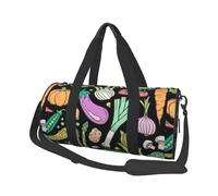 Scarabocchio Dell'alimento Delle Verdure Su Buio, Borsone da viaggio di grande capacità Borsa rotonda Borsa da viaggio sportiva Borsa da viaggio Borsa da fitness