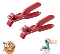 Scarcelye Hot Plate Gripper,Non-Slip Heat Insulation Anti-Scald Clip,Multi-Purpose Anti-Scald Bowl Holder Clip,Hot Plate Gripper Lifters Tongs for Bowls Pans Dishes (Red*2)