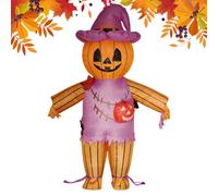 Scarecrow Costume Funny Inflatable Pumpkin Head Role Play Outfit