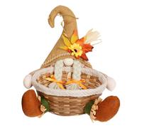 Scarecrow Fruit Basket - Thanksgiving Candy Basket, Handcrafted Fall Harvest Decoration with Cute Scarecrow Doll, Autumn Table Centerpiece | Holiday Home Decor for Kitchen Dining Tiered Party Display