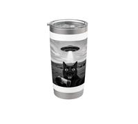 Scared Black Cat UFO Selfie Console di gioco Meme divertente Bicchiere termico in acciaio inox doppia parete