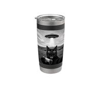 Scared Black Cat UFO Selfie Console di gioco Meme divertente Bicchiere termico in acciaio inox doppia parete