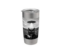 Scared Black Cat UFO Selfie Console di gioco Meme divertente Bicchiere termico in acciaio inox doppia parete