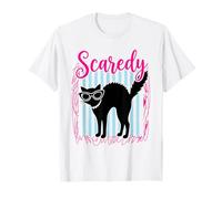 Scaredy Cat Funny Retro Occhiali da Sole Feline Pastello Strisce Maglietta