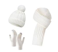 Scarf Gloves Hat Set For Teen Girls Women&Men Autumn Winter Warm Wool Hat Scarf Gloves Three Pieces Pupazzo di neve con berretto a maglia, bianco, Taglia unica
