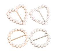 Scarf Ring, 4X Shawl Buckle Clips with Pearls, Elegant Metal Tie Clasp, Secure Holder for Scarves, Shawls, Dresses, Clothes, and Sweaters, Stylish Fashion Accessory