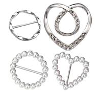 Scarf Ring Clip - 4pcs Metal Shirt and T-Shirt Tie Clips for Women | Fashion Clothing Ring Wrap Holder Set for Scarves Dresses Blouses Outfits Styling Accessory Wardrobe Decoration