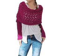 Scarf with Sleeves, Knitted Scarf with Sleeves for Women, Multifunctional Scarf, Sweater Shawl Wrap, Autumn Winter Warm Knitted Sweater Scarf Wrap Shawl Cape (Purple)