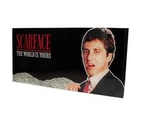 Scarface Glass Poster The World Is Yours (Black Background) 60 x 30 cm