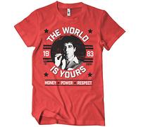 Scarface Licenza Ufficiale The World Is Yours Uomo Maglietta (Rosso), X-Large