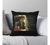 Scarface Tony Montana - Federa quadrata con scritta "I Always Tell The Truth", in poliestere e lino, in velluto