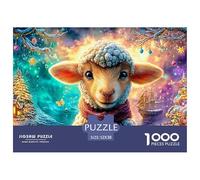 Scarfed Lamb in A Snowy, Festive Scene Puzzle Da 1000 Pezzi Dream Sheep Allenamento Mentale Per Adulti E Bambini 52x38cm/1000pcs