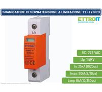 SCARICATORE LIMITATORE DI SOVRATENSIONE TIPO T1+T2 1P 25KA-50KA SPD ALIMITAZIONE