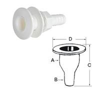 Scarico a mare per barca in plastica bianca da 3/4" pollice