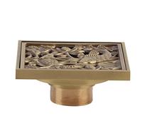 Scarico a Pavimento 10 CM Ottone Antico con Coperchio Setaccio Griglia per Bagno, Toilette, Giardino Esterno e Casa - Design Elegante e Pratico