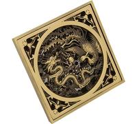 Scarico a pavimento Il retro antico drago intagliato in rame e ottone, coperchio di scarico for doccia, WC, filtro quadrato