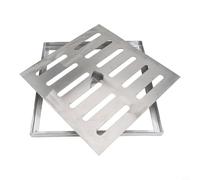 Scarico a pavimento in acciaio inox con telaio, copertura di drenaggio esterno, finitura antiscivolo per l'acqua piovana per strade comunali e scuole (300 x 300 x 20 x 2 mm)