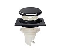 Scarico a pavimento incassato in acciaio, Piletta for doccia quadrata in ottone da 4 pollici, nera, con coperchio rimovibile e anima deodorante in plastica