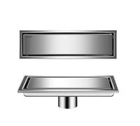 Scarico a Pavimento Invisibile in Acciaio Inossidabile 304, Scarico Doccia antiodore esteso Nascosto Dorato, Accessori per Il Bagno, Lato Dorato, 10x20 cm, Centro br,Bright Mid-10x50cm