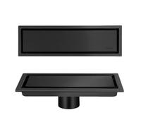 Scarico a Pavimento Invisibile in Acciaio Inossidabile 304, Scarico Doccia antiodore esteso Nascosto Dorato, Accessori per Il Bagno, Lato Dorato, 10x20 cm, Nero Medi,Black Mid-10x60cm