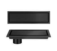 Scarico a Pavimento Invisibile in Acciaio Inossidabile 304, Scarico Doccia antiodore esteso Nascosto Dorato, Accessori per Il Bagno, Lato Oro, 10x20 cm, Lato Nero -,Black Side-10x50cm