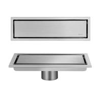 Scarico a Pavimento Invisibile in Acciaio Inossidabile 304, Scarico Doccia antiodore esteso Nascosto Dorato, Accessori per Il Bagno, Lato Dorato, 10x20 cm, Argento s,Brushed Silver Mid-10x50cm