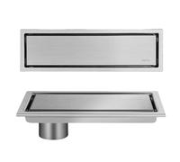 Scarico a Pavimento Invisibile in Acciaio Inossidabile 304, Scarico Doccia antiodore esteso Nascosto Dorato, Accessori per Il Bagno, Lato Oro, 10x20 cm, Lato Argento,Brushed Silver Side-10x50cm