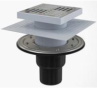 Scarico a pavimento verticale, 150 x 150 cm, design in acciaio inox, per doccia DN 50, sifone