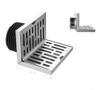 Scarico angolare a pavimento in acciaio inossidabile 304 resistente con tecnologia di blocco e prevenzione dei parassiti per spazi ristretti in bagno, tono argento (75 #)