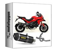 scarico completo omologato open arrow race-tech in alluminio nero con fondello in carby compatibile con ducati multistrada 1200 s 2010 2011 2012 2013 2014 mototopgun 71768akn + 71429mi