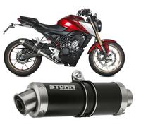 Scarico Completo Storm by Mivv Gp Nero inox per Honda Cb 125 R 2021 > 2023