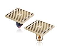 Scarico Da Pavimento, Scarico Doccia A Pavimento Quadrato, Materiale In Ottone, Valvola Antiodori E Filtro Anticapelli Per I Bagni E Il Bagno Con Doccia 100x100mm(Oro,ABS straight row)