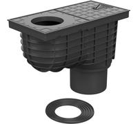Scarico per grondaia Inferiore D110 Standard con sifone antiodore | Coperchio eccentrico per 75 - 125 mm | Nero
