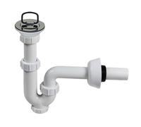 Scarico per lavandino in acciaio inox con sifone antiodore | Sifone con design ad arco a U per un rapido drenaggio, guarnizione in PVC, bianco, collegamento acqua, raccordo, sanitario