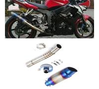 Scarico per moto Marmitta Di Scarico Sportiva Slip-On Per Moto Per Yamaha R6 YZF-R6 1998 1999 2000 2001 2002 2003 2004 2005, Terminale Modificato Centrale(Blue)
