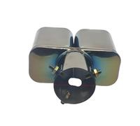 Scarico Sportivo Posteriore Terminale Scarico Universale Quadrato A Doppia Uscita In Acciaio Inossidabile Titanio Nero Per Marmitta Auto Accessori(C Straight)