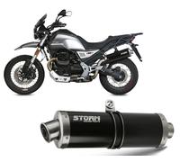 Scarico Storm by Mivv Oval omologato inox nero per Moto guzzi v85 tt 2019 > 2024