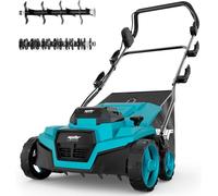 Scarificatore e dethatcher senza fili senza spazzole da 36 V, compatibile con batteria Makita18v (solo strumento), borsa di raccolta da 30 litri, tecnologia Air Boost, piegatura rapida e 5 profondità