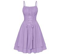 SCARLET DARKNESS Abito da donna con corpetto vittoriano, spaghetti a vita alta al ginocchio, viola lavanda, XL