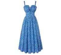 SCARLET DARKNESS Abito estivo da donna, casual, linea ad A, senza maniche, con spalline sottili, floreale, per la spiaggia, Blu Bianco Floreale, XL