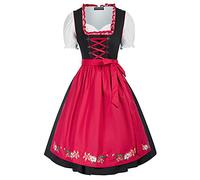 SCARLET DARKNESS Abito tradizionale da donna, 3 pezzi, lunghezza al ginocchio, per Oktoberfest, 3 pezzi, Nero e Rosso#1, L