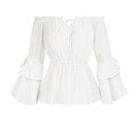 SCARLET DARKNESS Camicette da donna rinascimentali con spalle scoperte e maniche lunghe, bianco, XL