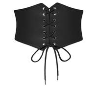 SCARLET DARKNESS Cintura da donna Steampunk, ampia fascia elastica in vita, stile gotico, per cosplay, Nero , L