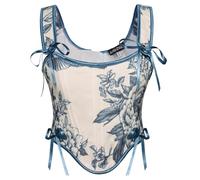 SCARLET DARKNESS Corsetto da donna rinascimentale floreale vintage elegante con lacci, Grigio Blu Floreale, 40