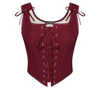 SCARLET DARKNESS - Corsetto da donna rinascimentale, vintage, con lacci, medievale, top, Vinaccia, 46