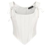 SCARLET DARKNESS Corsetto rinascimentale da donna, con lacci, vintage, in raso, bustier, bianco, 42