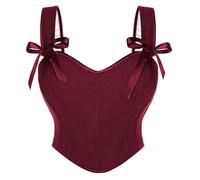 SCARLET DARKNESS Corsetto rinascimentale da donna, quadrato, scollo a V, con stampa floreale, rosso vivo, 44