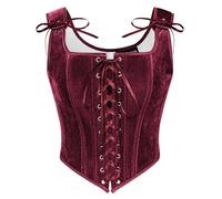 SCARLET DARKNESS Corsetto rinascimentale da donna, vintage, con lacci, vino, 46