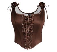 SCARLET DARKNESS Corsetto vittoriano da donna in tinta unita vintage elegante Overbust Lace-up corsetti, Marrone, 40
